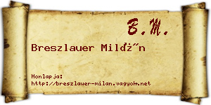 Breszlauer Milán névjegykártya