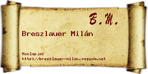 Breszlauer Milán névjegykártya